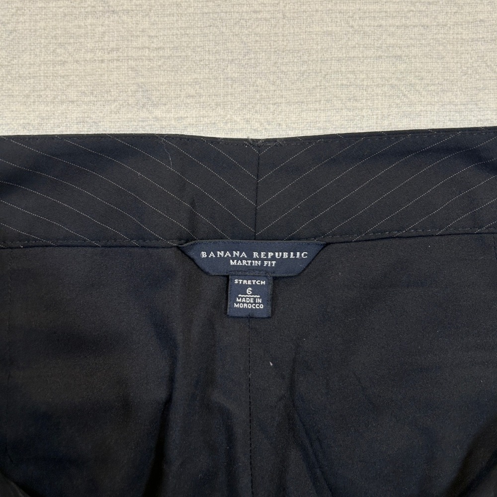 Womens Banana Republic Martin Fit Pants Black Pinstripe Cuffed Dress‎ Size 6 - Picture 11 of 14